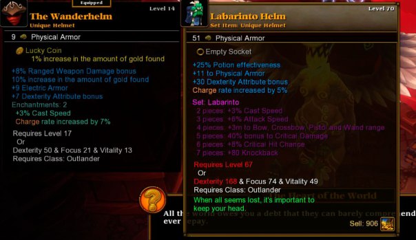 Not even the class-specific helmet from the last boss was an upgrade.